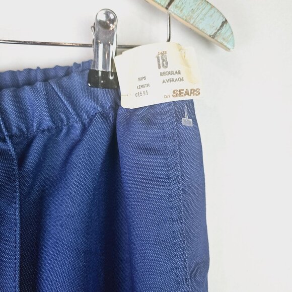 Vtg 70's Sears Polyester Navy Blue Pull-on Elastic Waist Trouser Pant, NWT 18A - Picture 5 of 8